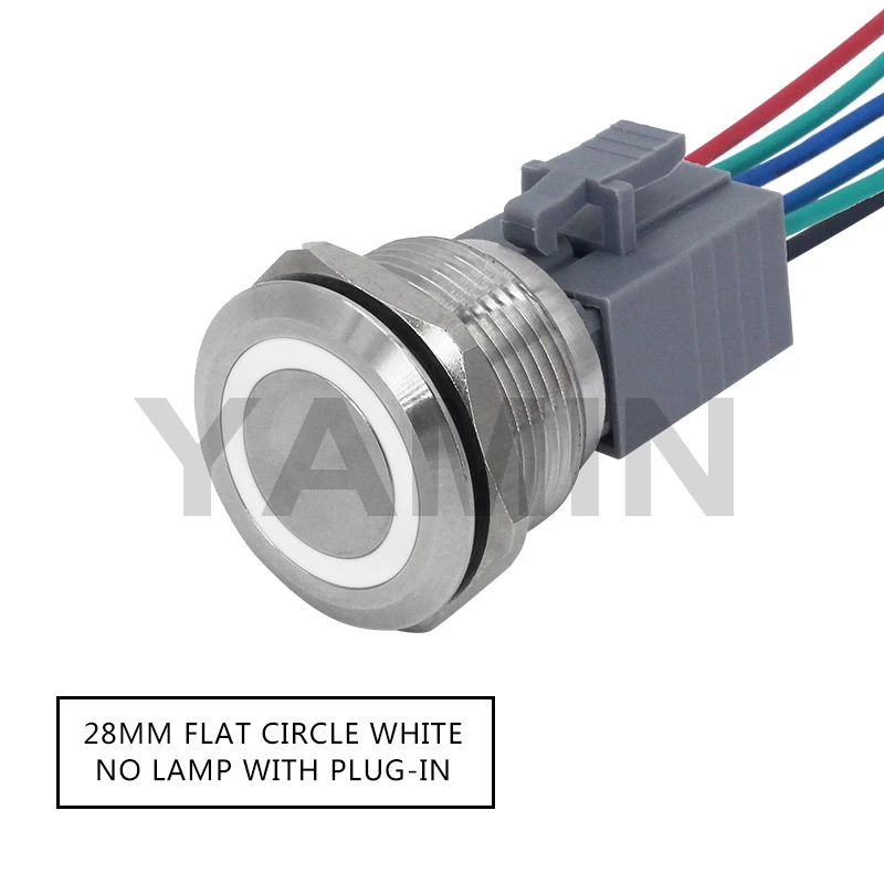 White Plug 28 мм DIY металлический кнопочный переключатель лампа фиксация/Блокировка мгновенный источник питания пуск с светильник водонепроницаемый модификация автомобиля - Цвет: White Plug