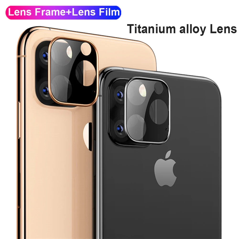 9D Металл + Закаленное стекло пленка для объектива камеры iPhone 11 Pro Max XS 9H полное