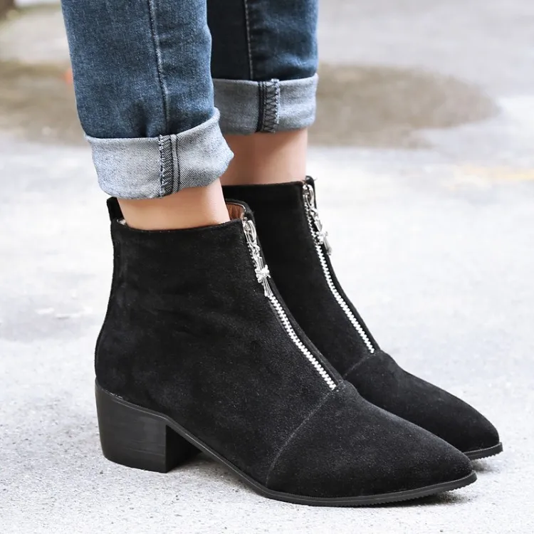 

Big Size 9 10 11-17 boots women shoes ankle boots for women ladies boots shoes woman winter Pointed metal decoration