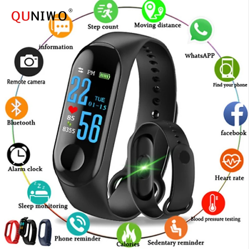 

Fitness Bracelet Blood Pressure Sports IPS Screen Oxygen Heart Rate Monitor Smart Bracelet M3 IP67 Waterproof Smart Wristbands