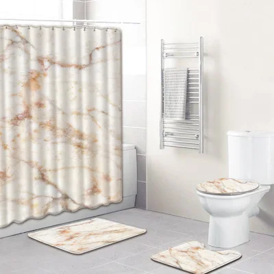 MarbleTexture занавеска для душа/коврик для ванной/набор туалетных подушек Противоскользящий коврик фланелевый коврик для ванной 4 шт. рождественские украшения - Цвет: 5