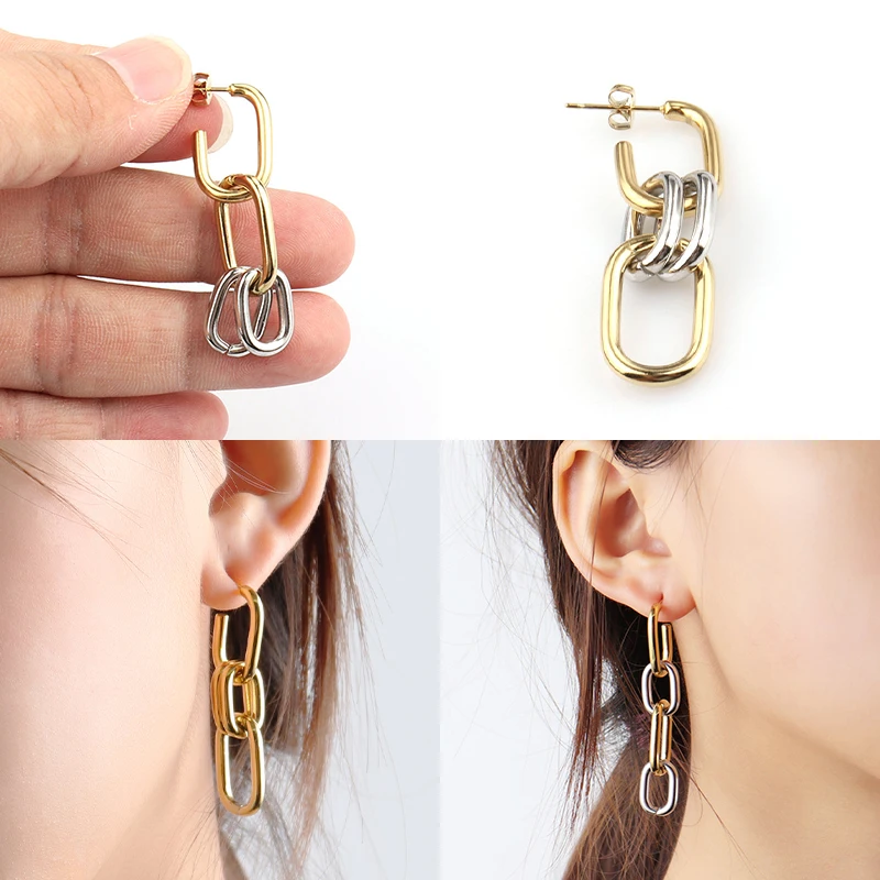 Drop Earrings Stainless Steel Chain For Women Unusual Trend Geometric Jewelry Party Gift drop earrings dangle earrings