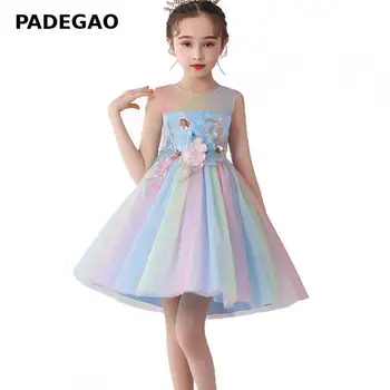 

Girls Dress Color Matching Flowers Mesh Princess Dress Girl Sleeveless Girls Dresses For Party And Wedding Summer Kids Clothes