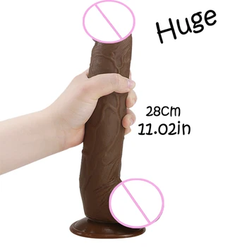 28*4.5CM Super Huge Black Dildos Strapon Thick Giant Realistic Dildo Anal Butt with Suction Cup Big Soft Penis Sex Toy For Women 5
