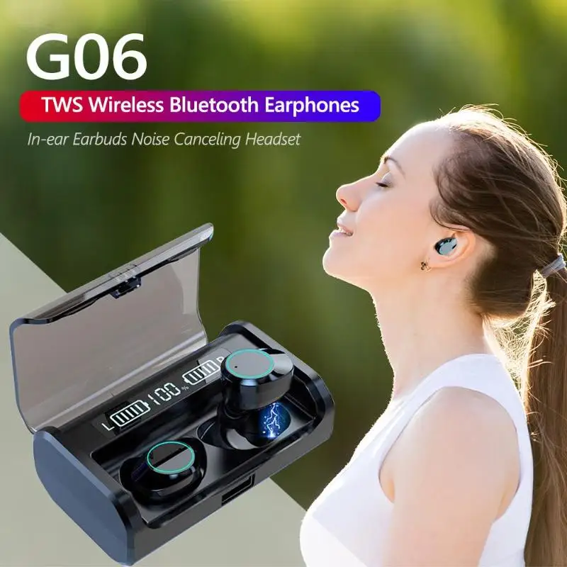 G06 TWS беспроводные Bluetooth наушники-вкладыши Наушники с шумоизоляцией гарнитура