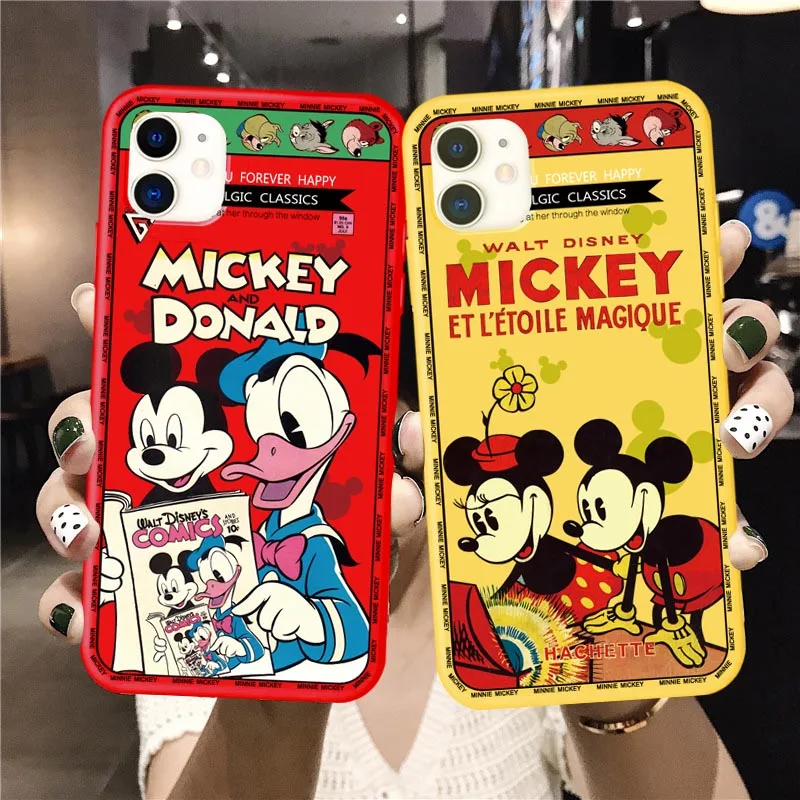 

Super Cute mouse duck Retro Poster Old Patterned Phone Case For iphone 11 Pro Max X XS Max XR 6 6S 7 8 Plus TPU Soft Back Cover