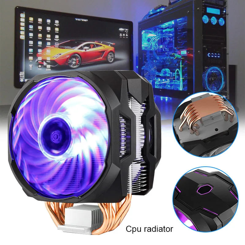  T610P6 Heat Pipe Cpu Radiator 12cmRGB Desktop Computer Cooling Fan QJY99