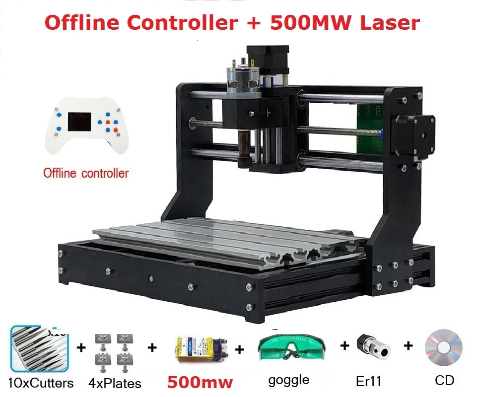 CNC 3018 PRO мини лазерный гравер для дерева, ПВХ, металла, фрезерный станок с ЧПУ CNC3018 офлайн GRBL ER11 Хобби DIY гравировальный станок - Цвет: Offline 500mw