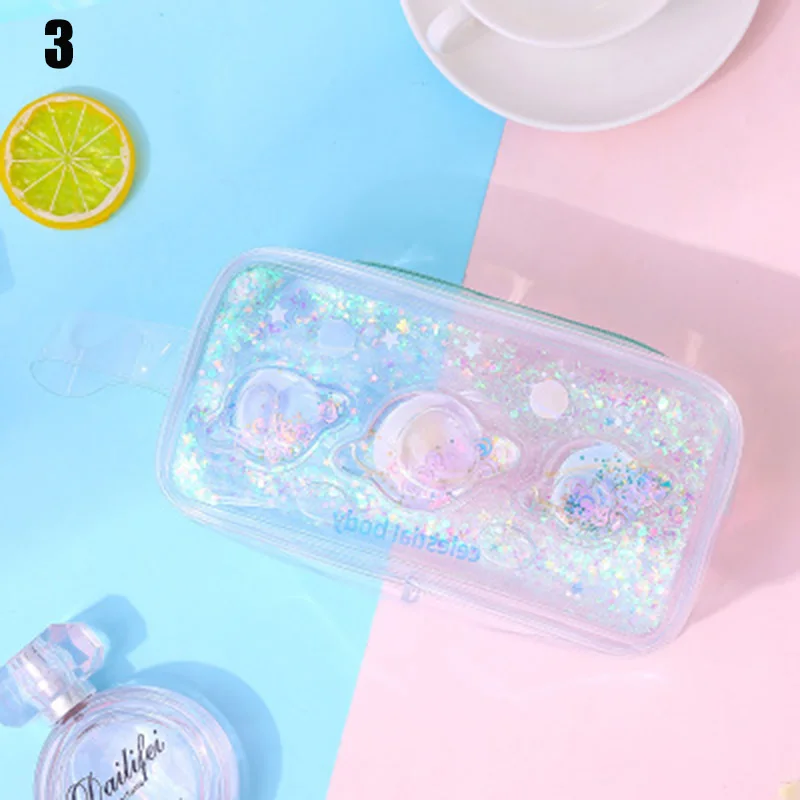 Cute Cartoon Transparent Pencil Case School Office Stationery Makeup Bag O66 - Color: 3