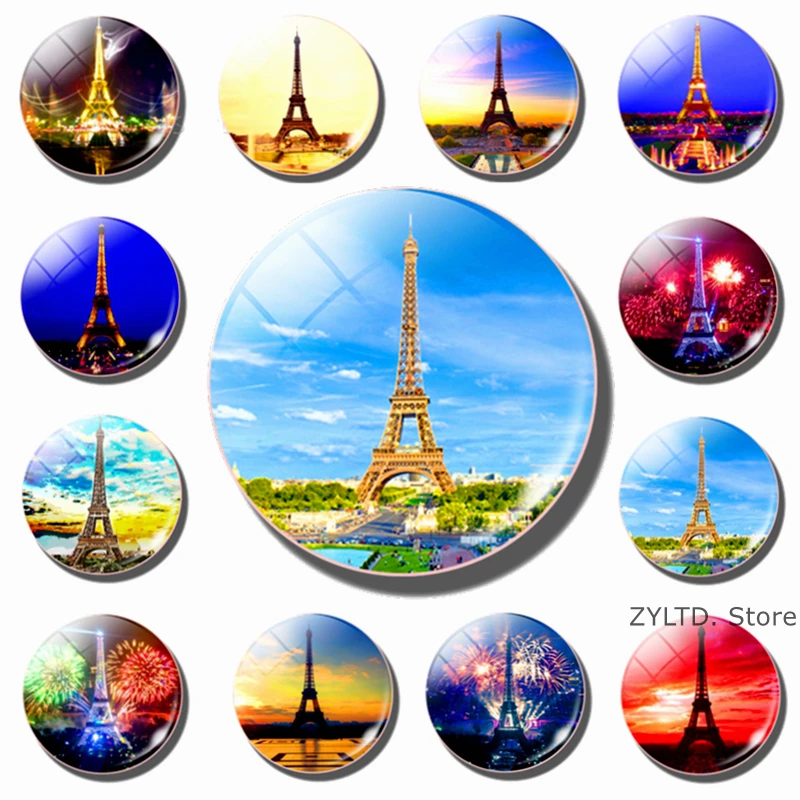 

Paris Eiffel Tower Fridge Magnet 12PCS Set Cities Travel Decorative Refrigerator Magnets Souvenir Stickers Fridge Magnets Decor