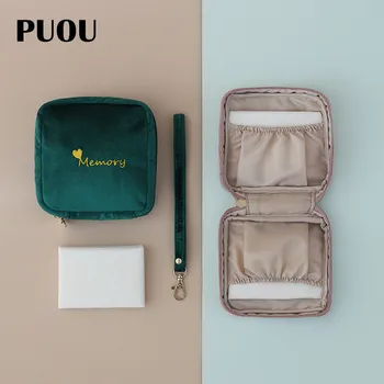 

PUOU Portable Velvet Cosmetic Bag Multifunction Makeup Bags Female Storage Make Up Case Waterproof Mini Women Sanitary Bag