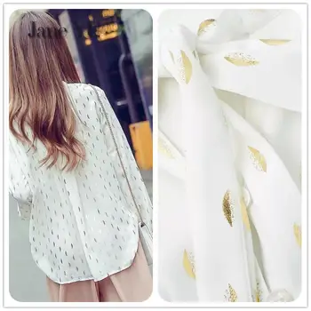 

JaneYU Little Moon Chiffon Bronzing Silver Shirt Dress Fabric Chiffon Wrinkled Korean Hemp-Toothpick DIY Fabric