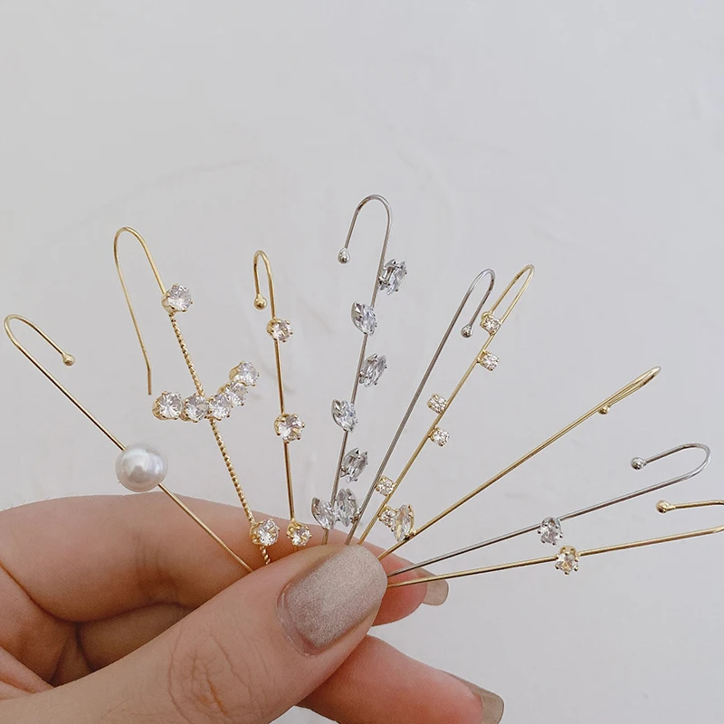 Multiple Styles Ear Wrap Crawler Hook Earrings CZ Geometric Stud Women Piercing Earring Street Hip Hop Jewelry | Украшения и