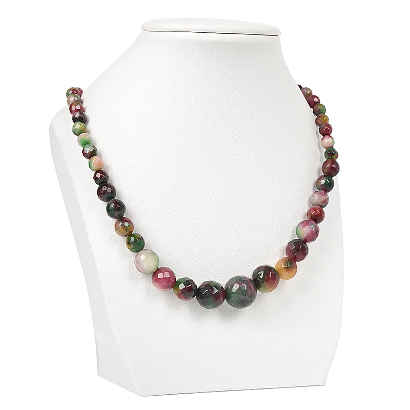 Colorful jade Натуральные камни круглые бусины синий песчаник кристалл тигровый глаз халцедон ювелирные изделия ожерелье высокого класса мода 1" Q9 - Окраска металла: Colorful jade
