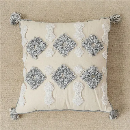 A 45x45cm Декоративная наволочка для подушек, геометрический хлопок, ворсистая наволочка с кисточками, вышитые подушки для дивана, кровати, стула, автомобиля - Цвет: A 45x45cm