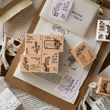 

Yoofun Vintage Stamps Note Flower Language Rubber Stamps for Scrapbooking Deco Greenlish Lily Flower Stamps Bullet Journaling