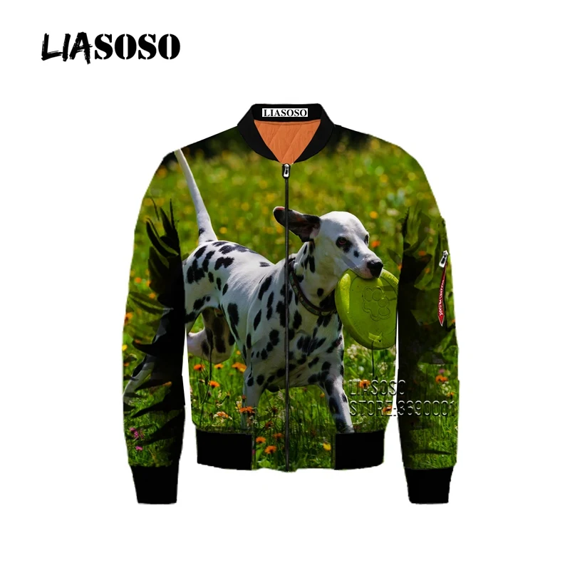 LIASOSO Funny Animal Dogs Cracked wall 3D Print Men Winter Thick Bomber Jacket Flight Jacket Coat Punk Style Retro Tops - Цвет: 6
