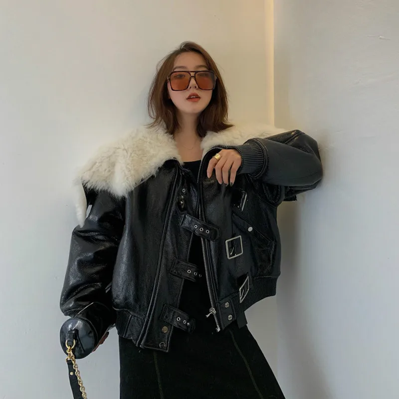 

Faux Fur Coat Female Faux Leather Jacket Autumn Winter Coat Women Clothes 2020 Korean Vintage Warm Tops Manteau Femme ZT4715