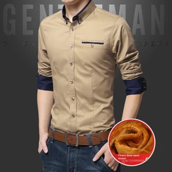 Xxl camisa de negócios de veludo de manga comprida masculina comércio exterior inverno grosso camisa quente, cor sólida combinada com ternos sark masculino