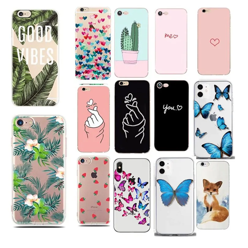 Чехлы для iphone 6 6S 7 8 Plus X 5SE 5 5S 2020 чехол телефона с сердцем силиконовый Fundas 7Plus