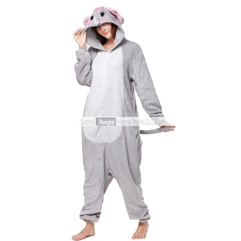 

2019 new Kigurumi Unicorn Pajamas New Flannel Adult Cartoon Pyjamas, Grey Elephant, Amazon Hot Selling Animal Pyjamas