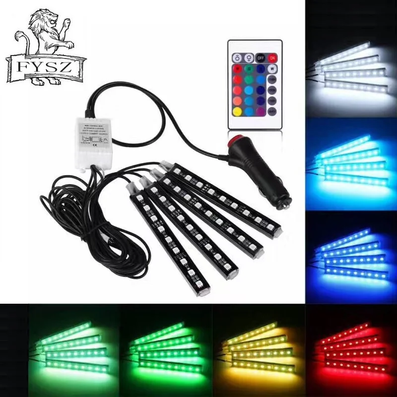 1 комплект автомобильных светодиодных лент RGB 5050 DRL 4 smd с дистанционным