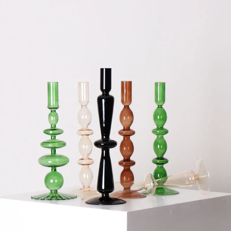 

1pc Clear Glass Candle Holder.Candlestick Ideal for Weddings Spa Parties Aromatherapy Candle Gardens Bridal Setting