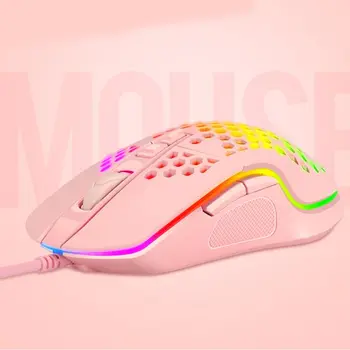 

Lightweight Wired Gaming Mouse Hollow Honeycomb Pattern Game Mice with RGB Colorful Light Effect for Game Lovers