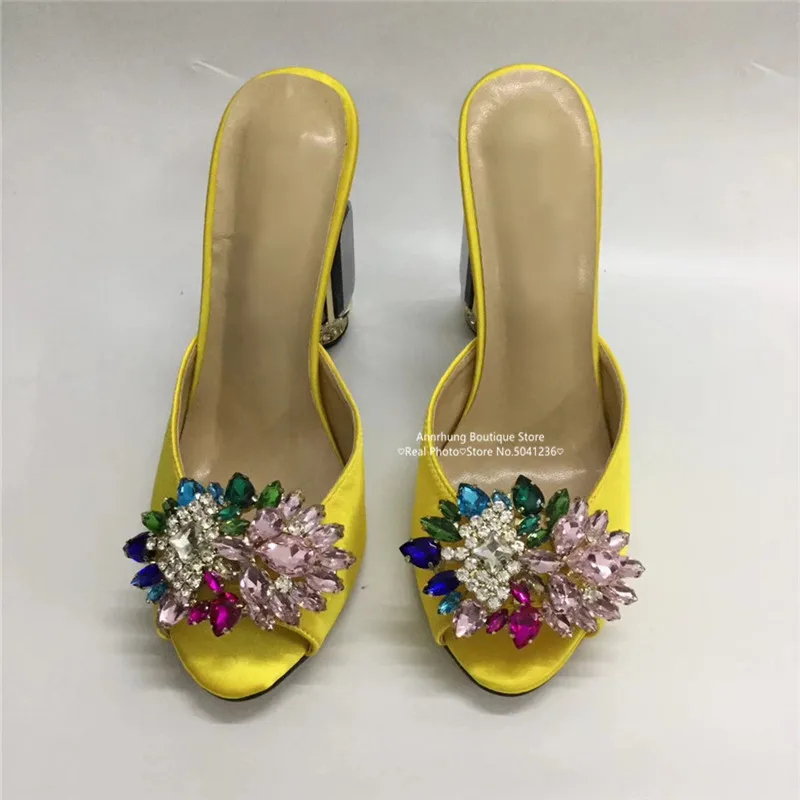 Женские тапочки с украшением в виде кристаллов и бабочек; пикантные туфли с открытым носком на высоком каблуке; атласная обувь для вечеринок по индивидуальному заказу