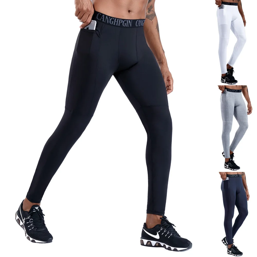Men's Fitness Trousers with Pockets PRO Running Training Sports Stretch Wicking Quick-dry Tight Complet Jogging