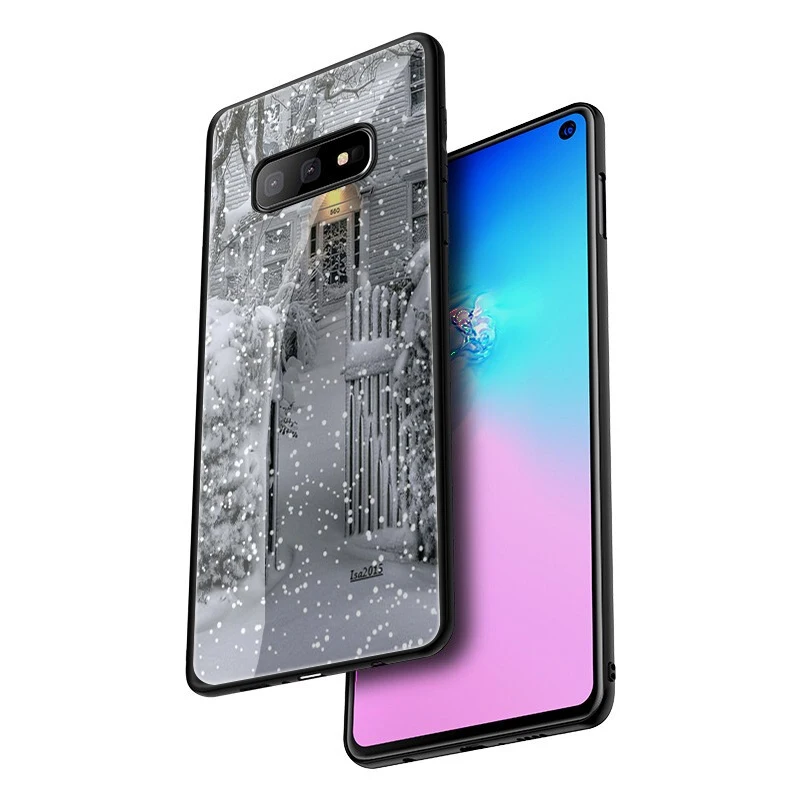 EWAU Пейзаж Зима Снег закаленное Стекло чехол для телефона для samsung S7 край S8 S9 S10 Note 8, 9, 10, плюс A10 20 30 40 50 60 70