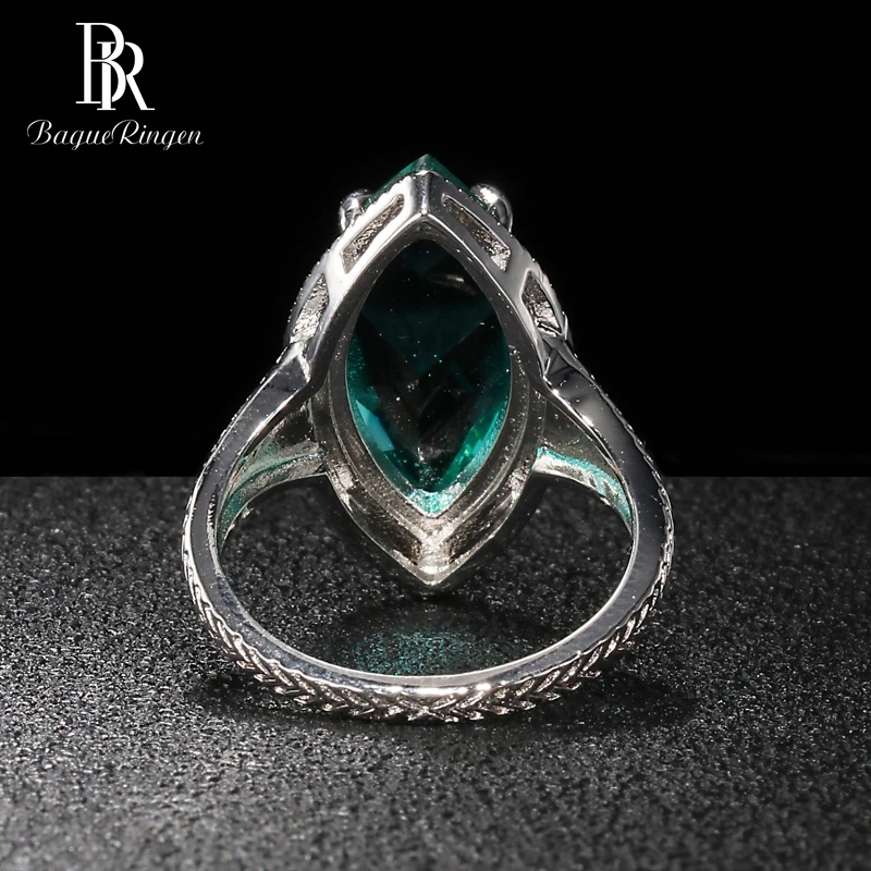 Bague Ringen, оливковая форма, серебро 925, Ювелирное кольцо с камнями для женщин, изумрудно-зеленый, нежный индивидуальный подарок