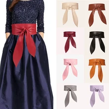 1PC Women Fashion PU Leather Belts New Wide Waistband Belt Ladies Fashion Dress Decorative Ribbon Bow Tie 2021 Ladies Belt