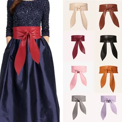1PC Women Fashion PU Leather Belts New Wide Waistband Belt Ladies Fashion Dress Decorative Ribbon Bow Tie 2021 Ladies Belt