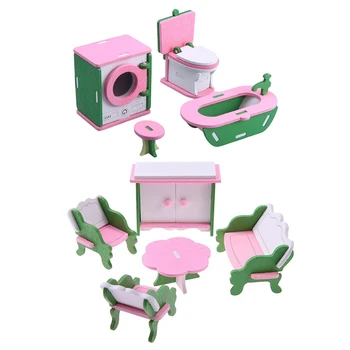 

2 Set Baby Wooden Dollhouse Furniture Dolls House Miniature Child Play Toys Gifts 11 & 5