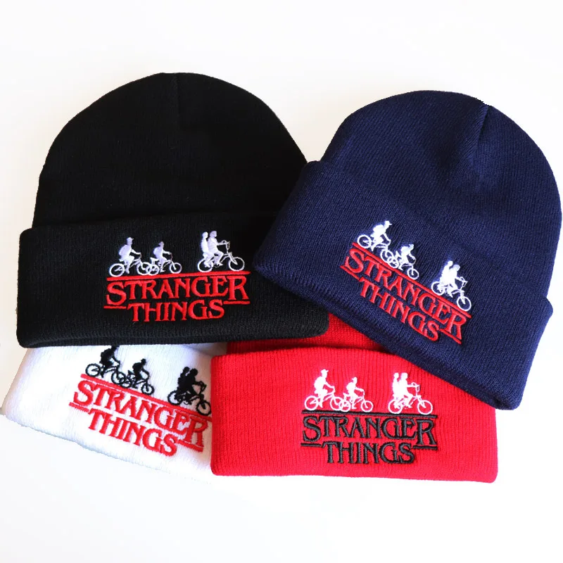 Friends Don't Lie Cosplay Stranger Things Embroidery Beanie Hat Knitted Warm Winter Hats for Solid