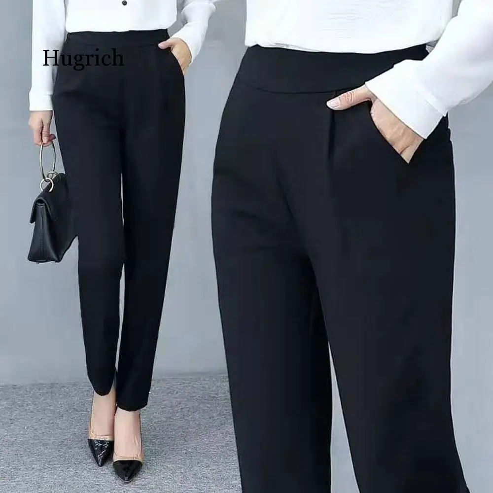 Suit Pants Female Nine Points Summer Korean Version of The New Thin Section Loose Straight Pants Black Smoke Tube Harem Pants