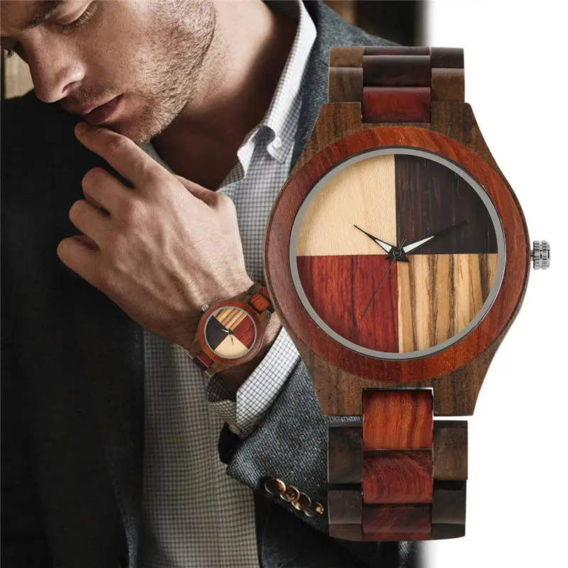 

Wood Watch Stylish Hand-made Comfortable Strap Quartz Wooden Wristwatch for Men Women Unisex Relojes De Hombre