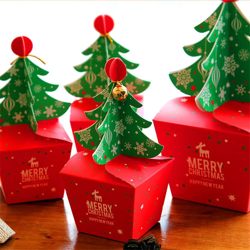 50 шт./лот,, упаковочная коробка для рождественской елки, Подарочная коробка для печенья, конфет, коробки для яблок с колокольчиками, вечерние украшения, детский подарок