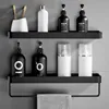 Bathroom Shelf No Drill Organizer Shower Storage Rack Black Corner Shelves Wall Mounted Aluminum Toilet Shampoo Holder 1