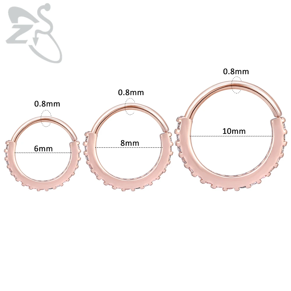 ZS 1 шт. септо Нос Кольца Daith Кристалл пирсинг для ушного козелка серьги Septum Helix кликер кольца Конч Rook пирсинг ювелирные изделия