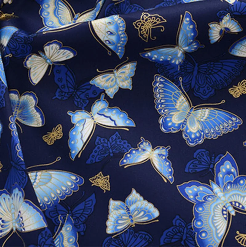 烫金印花蝴蝶藏蓝色