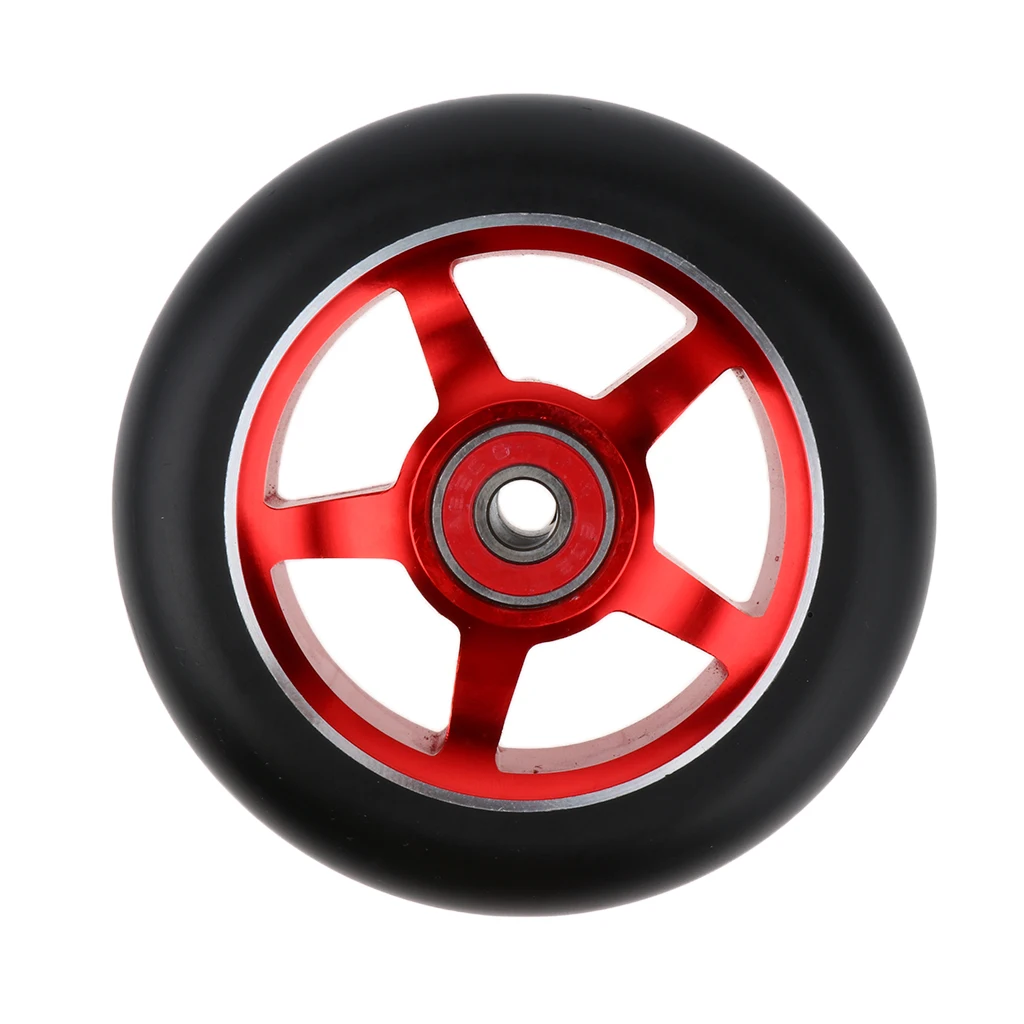 2 pcs Replacement 100mm Push/Kick/Stunt Scooter Wheels with Bearings & Bushings