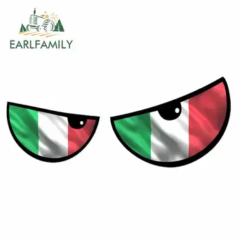

EARLFAMILY 13cm x 5.4cm New Pair of Cartoon Evil Eyes Design with Italian Flag for Motorbike Helmet Car Sticker
