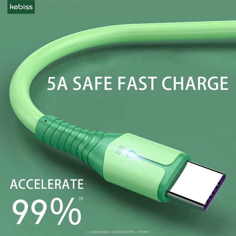 KEBISS 5A 2M USB Type C Cable Fast Charging Mobile Phone Android Charger Type-C Data Cord For Huawei P40 Mate 30 Xiaomi Redmi