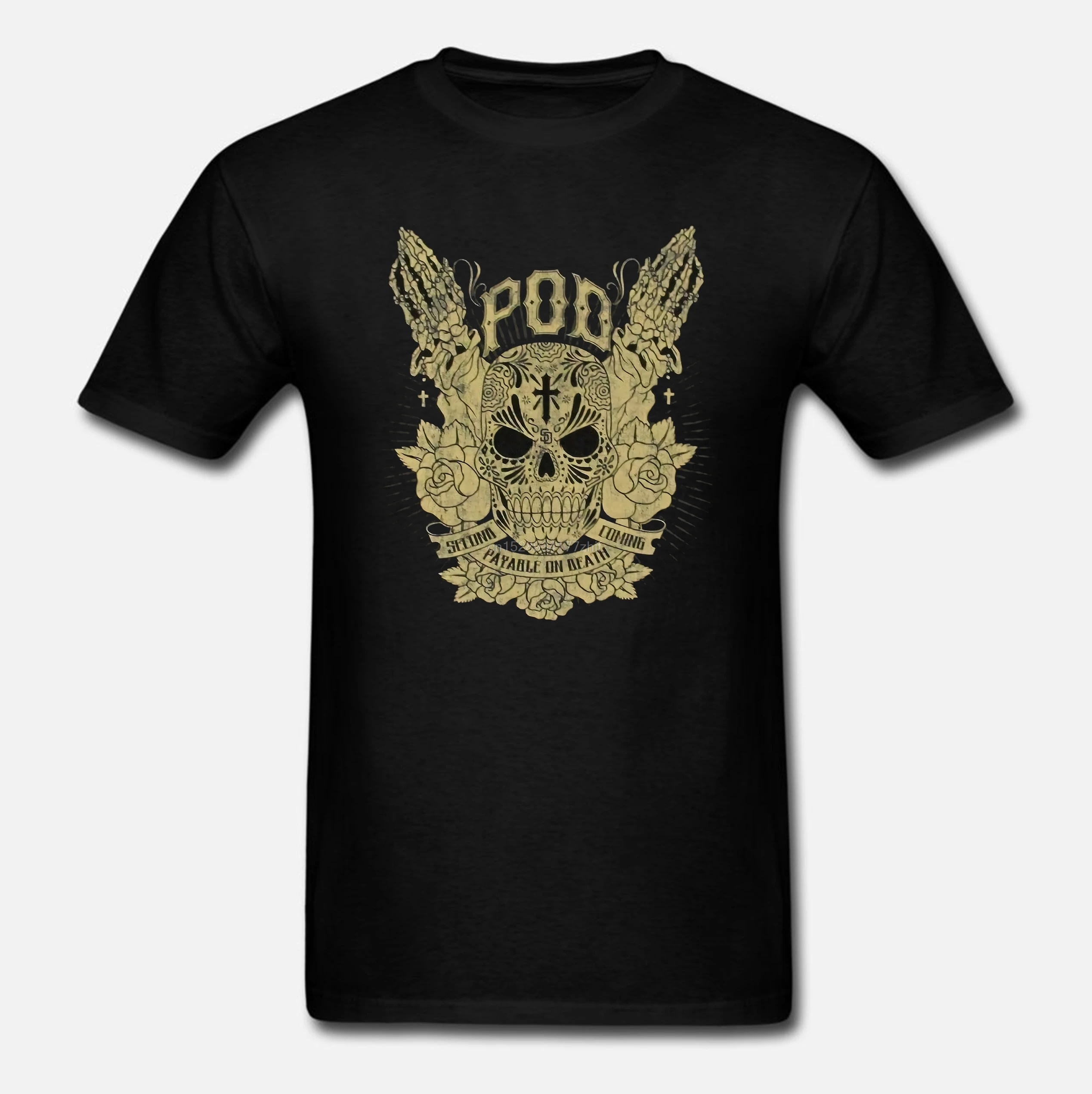 Забавные хлопковые футболки для офиса P.O.D. Новое поступление черная официальная