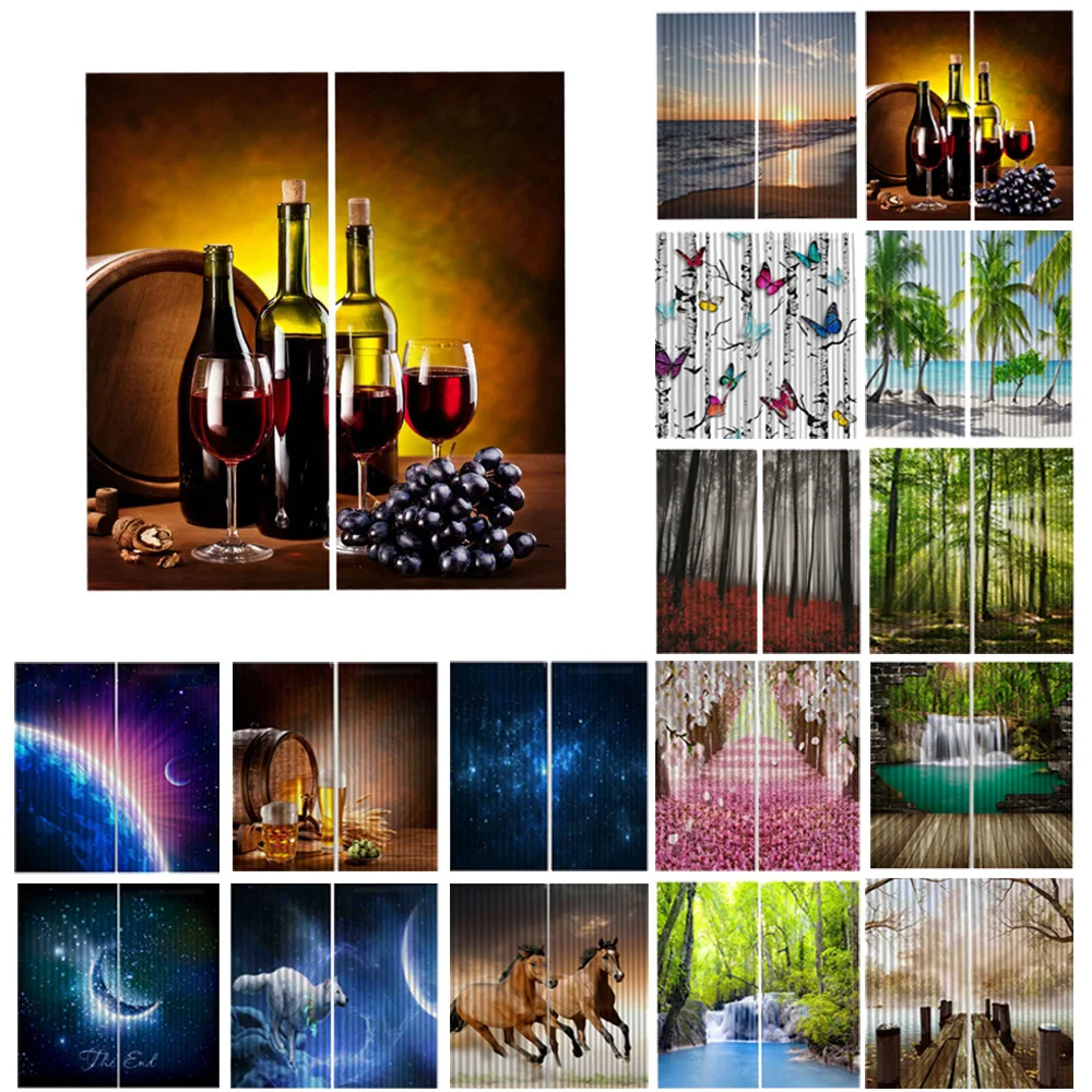 2pcs Set Panels Room Decoration Thermal Insulated 3D Window Curtain 55 x 39 Inch