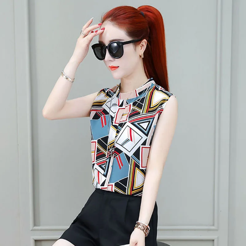 

Women Spring Summer Style Chiffon Blouses Shirts Lady Casual Stand Collar Polka Dot Printed Blusas Tops DF2900