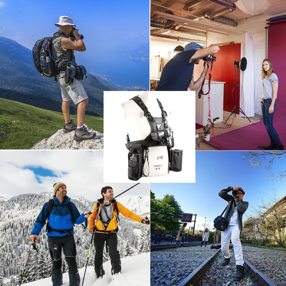  Micnova MQ-MSP07 Carrier III Triple Camera Carrier Photographer Vest with Triple Side Holster Strap
