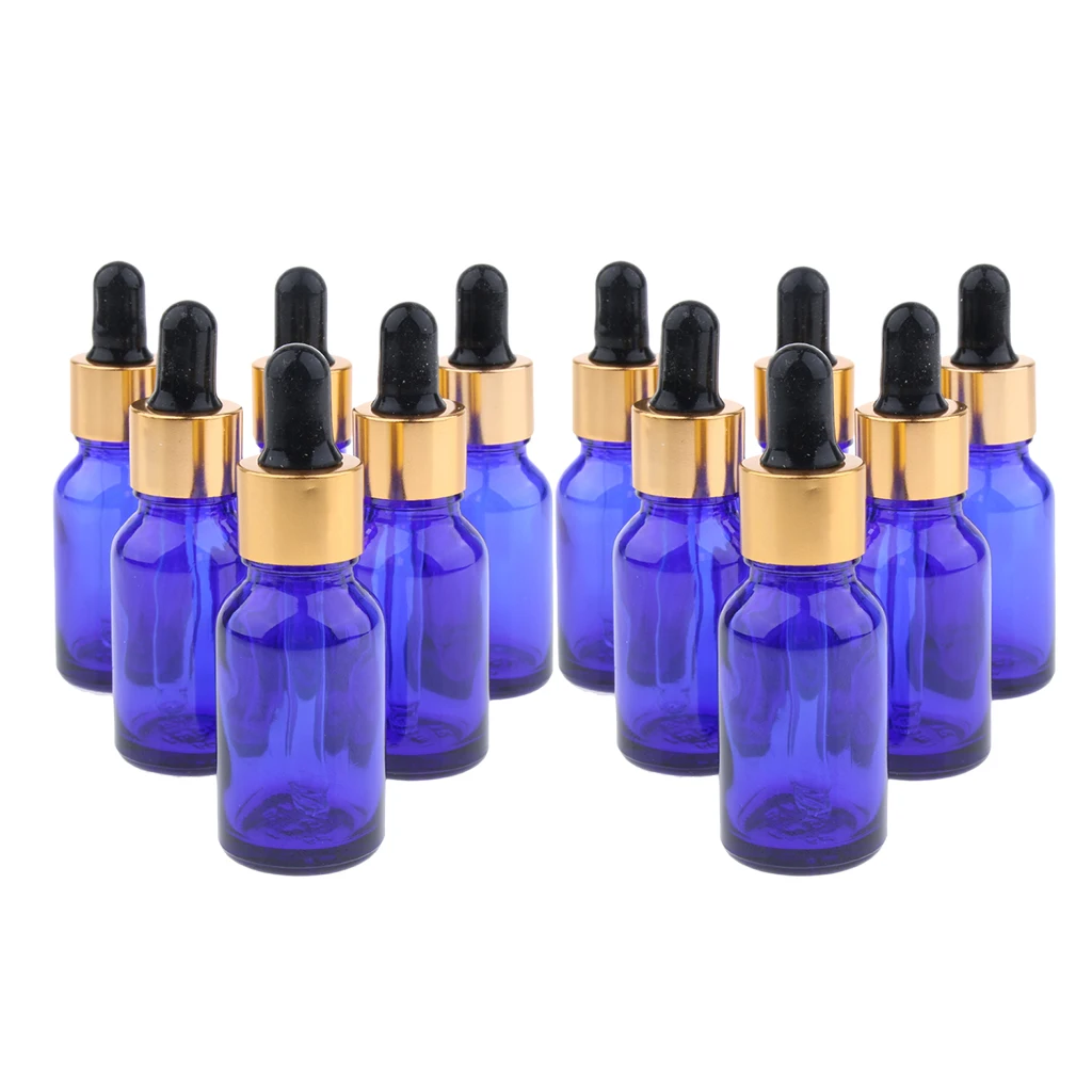 Travel 12Pcs Refillable Dropper Glass Bottles Oil Kit for Cosmetics Makeup